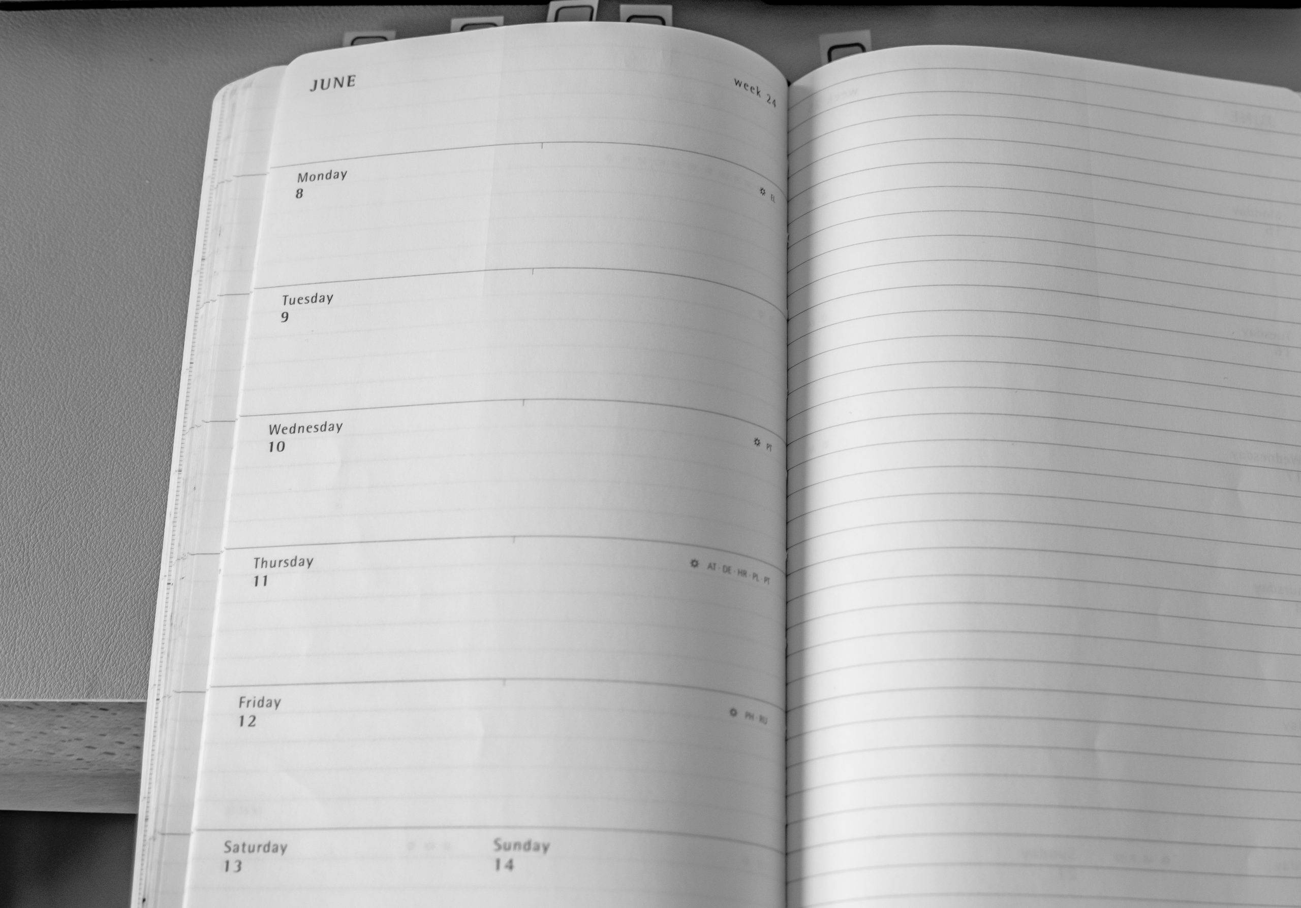 Moleskine Weekly Planner black and white