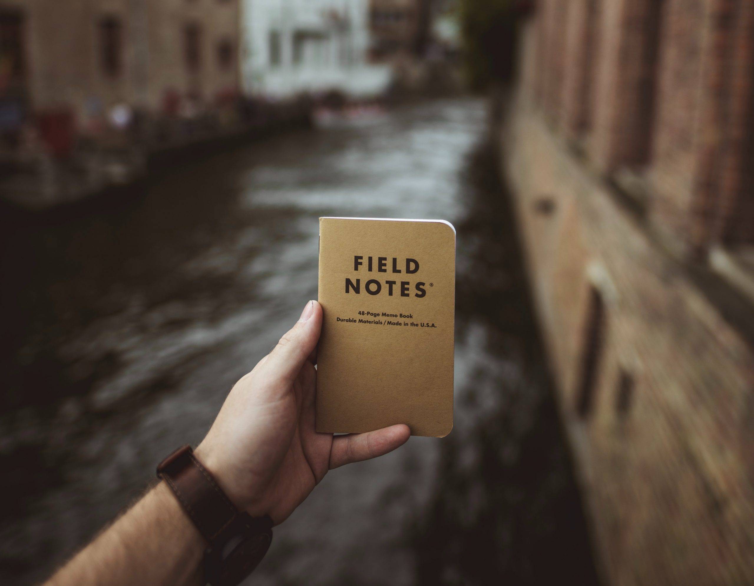 daily journaling routine - Field Notes diary outside