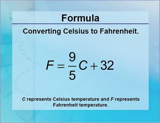 III. The Formula for Celsius to Fahrenheit Conversion