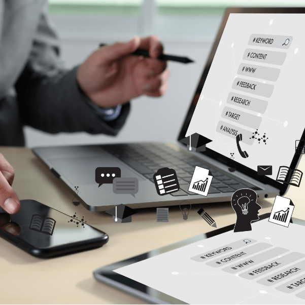 Image Recommendation: Present an image of an SEO specialist at work, conducting keyword research on a computer