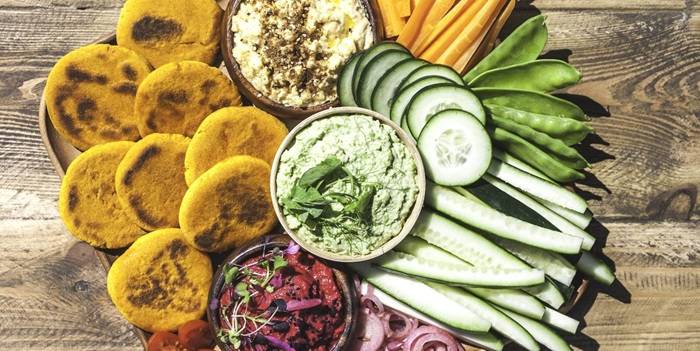 vegan hummus snack platter vertical royalty free image 1642793591