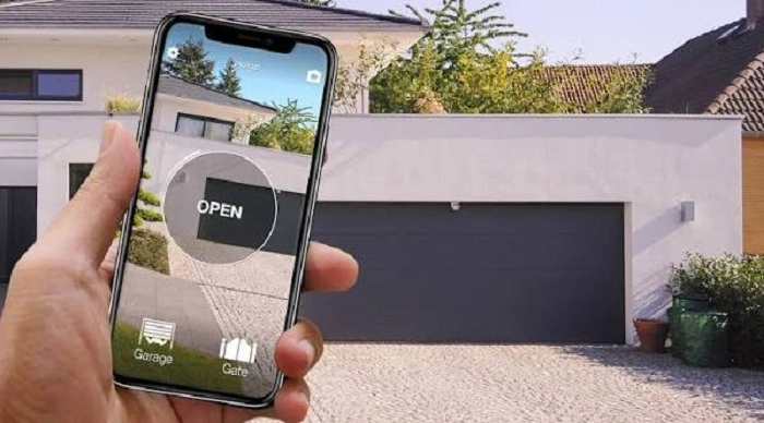 open garage door with phones 1